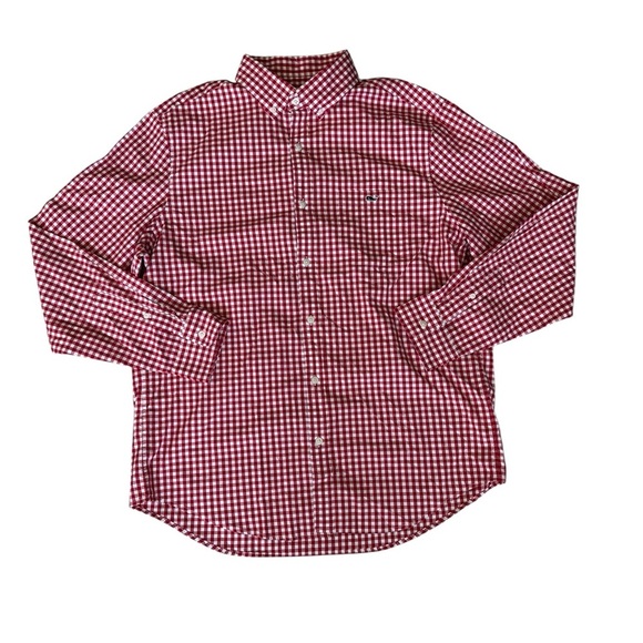 Vineyard Vines Tucker Shirt Men’s Classic Fit Red Gingham Check L/S 22” PTP M6 - Picture 1 of 9